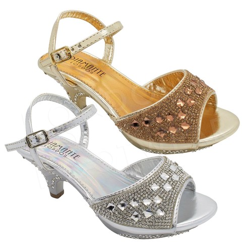 New girls diamante low heel - new,