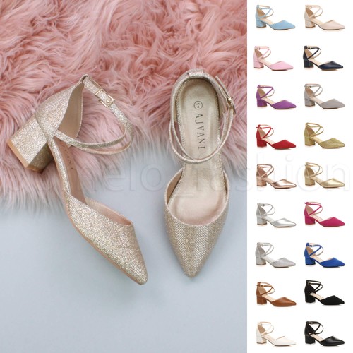 Womens ladies mid heel - mid, strappy